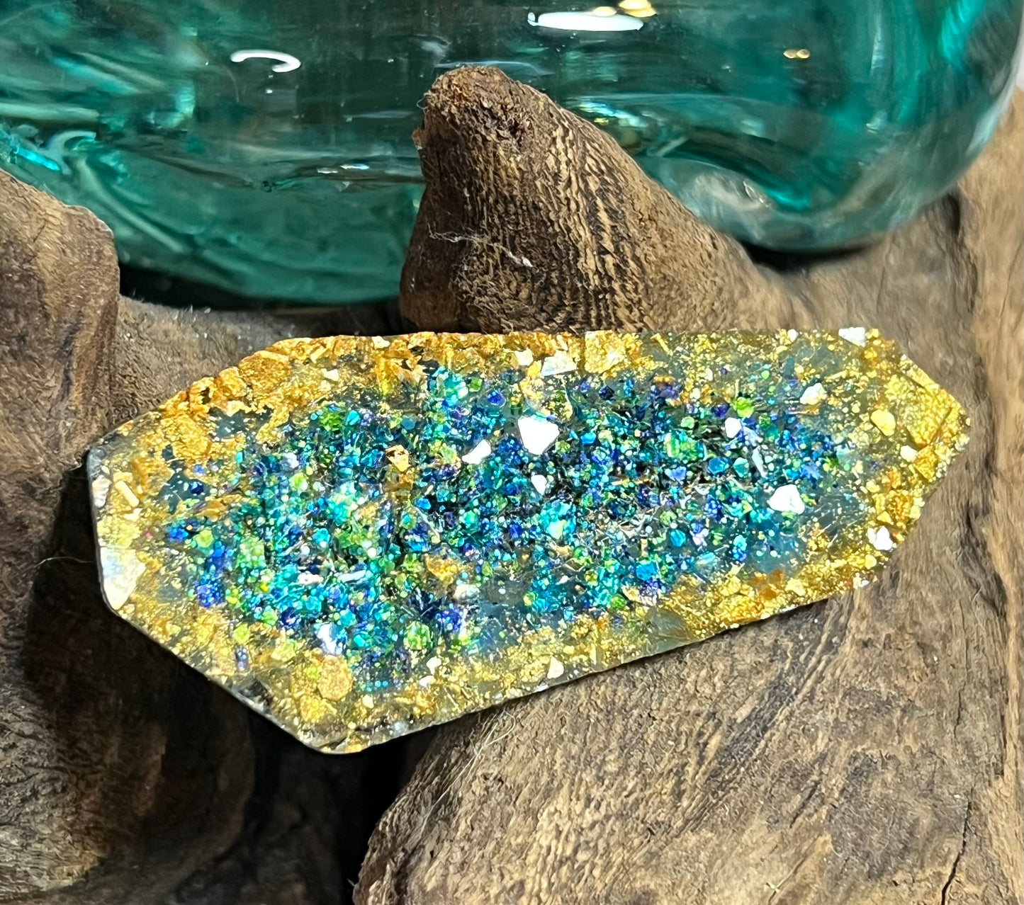 GEOMETRIC HAIRCLIP - Blue, Green and Gold