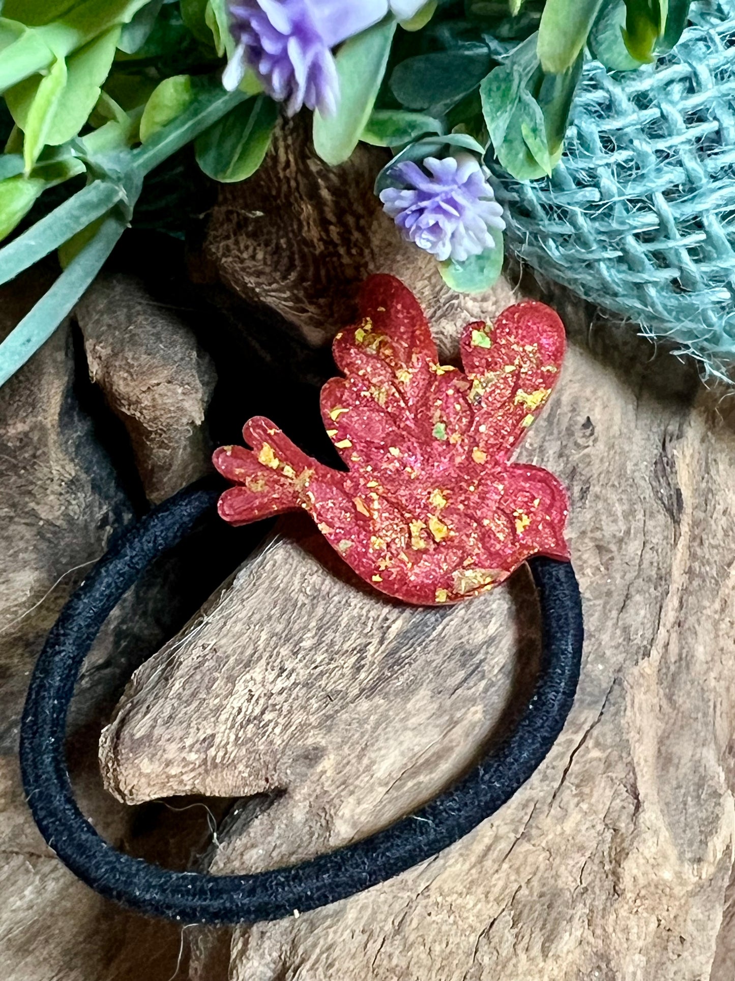 FOLK BIRD HAIR TIE - Red