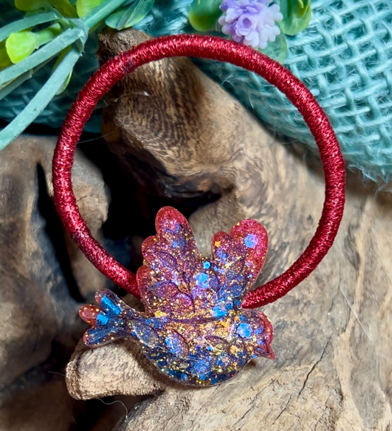 FOLK BIRD HAIR TIE - Red