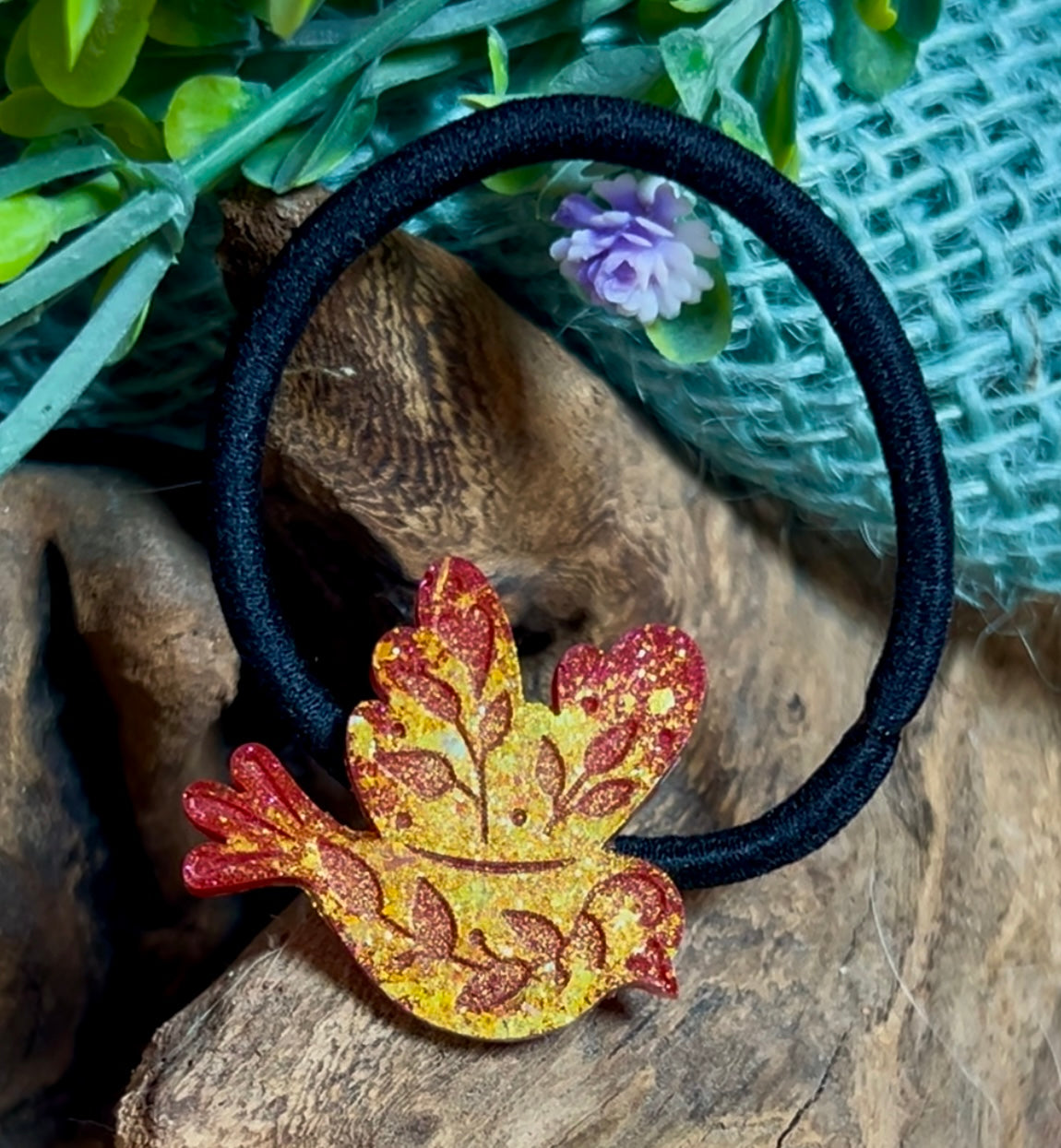 FOLK BIRD HAIR TIE - Red