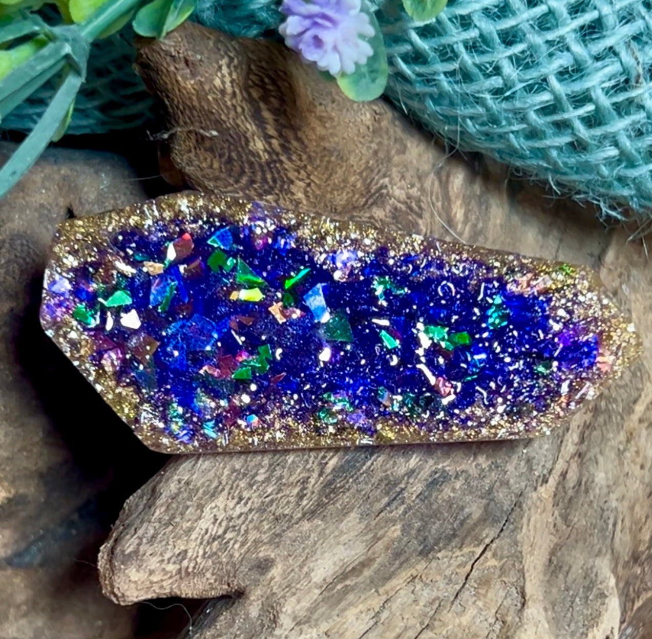 MARDI GRAS GEOMETRIC HAIRCLIP - Sparkly Purple