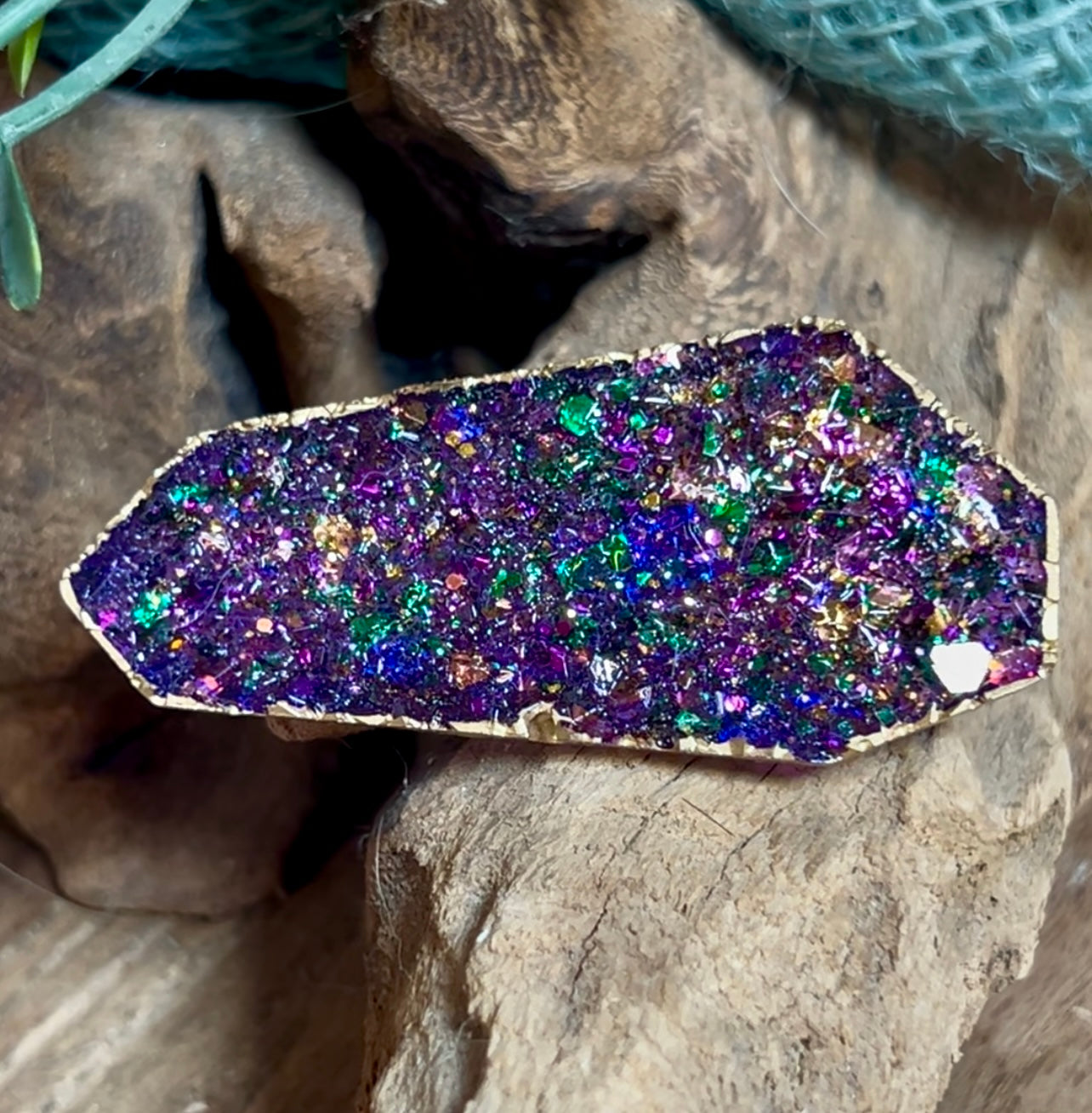 MARDI GRAS GEOMETRIC HAIRCLIP - Sparkly Gold